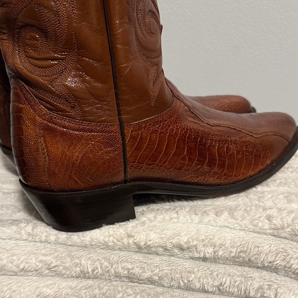 Real ostrich leg Dan Post Rich Brown Western Boots - Picture 4 of 11